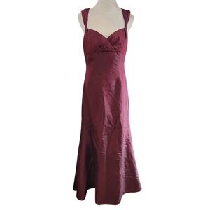David's Bridal Burgundy Mermaid Formal Gown Bow 6‎ Vintage 90s Prom Bridesmade